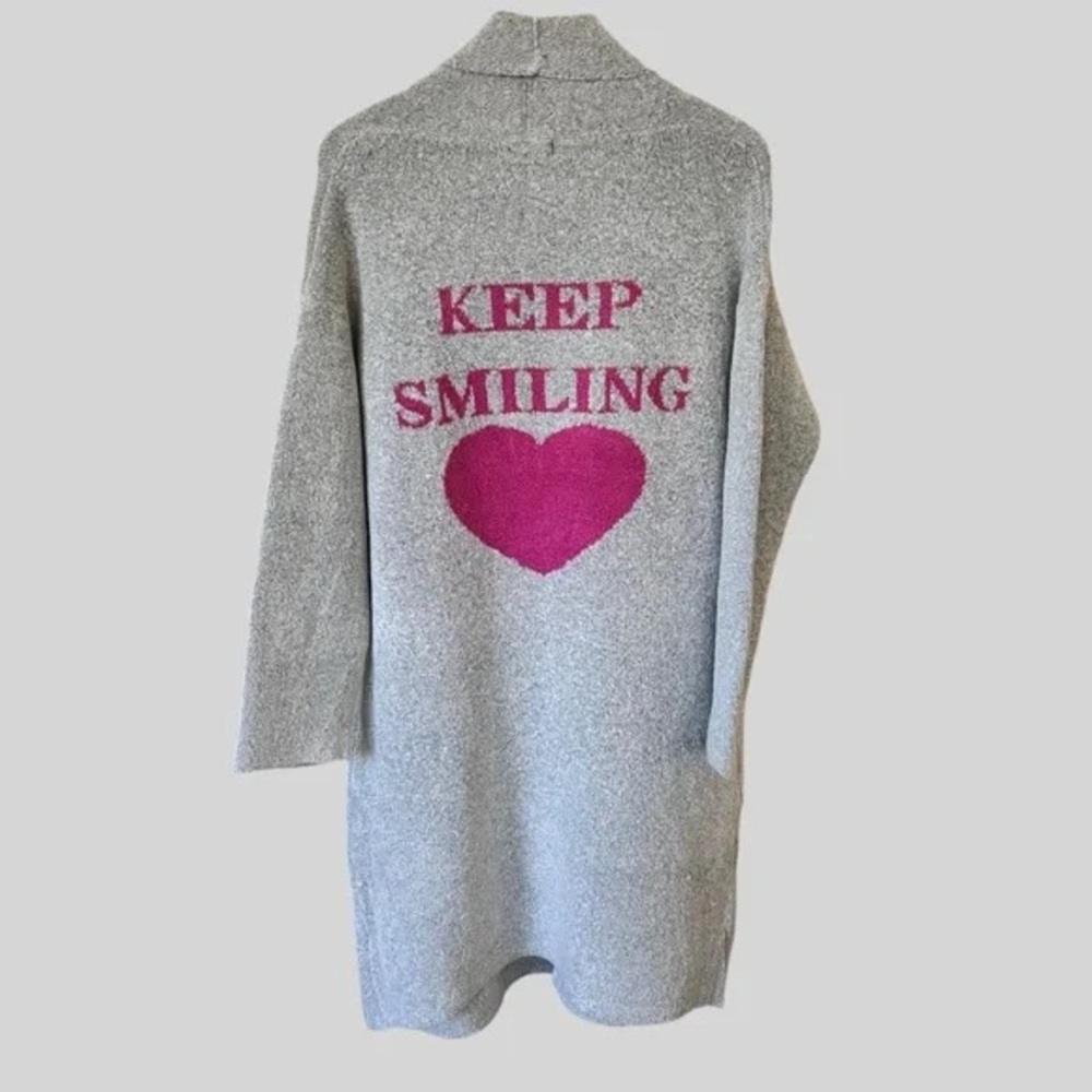 Caryn Lawn KEEP SMILING 🩷 long cozy cardigan ONE SIZE FITS MOST NWT